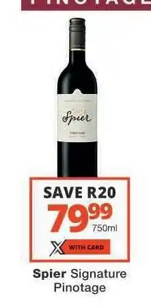 Checkers Spier Signature Pinotage offer