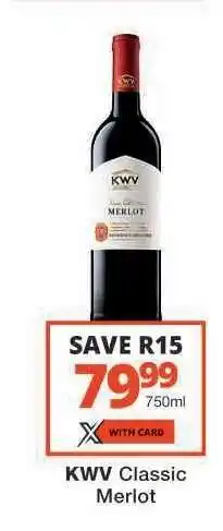 Checkers KWV Classic Merlot offer