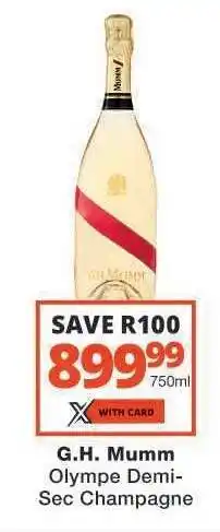 Checkers G.H. Mumm Olympe Demi-Sec Champagne offer