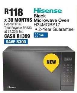 OK Furniture Hisense Black Microwave Oven H34MOBS17 offer