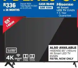 OK Furniture Hisense 4K Smart LED TV 55A6N offer