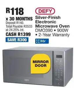 OK Furniture DEFY Silver-Finish Electronic Microwave Oven offer