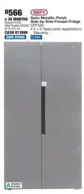 OK Furniture DEFY Satin Metallic-Finish Side-by-Side Freezer-Fridge offer