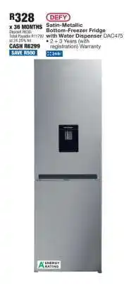 OK Furniture DEFY Satin-Metallic Bottom-Freezer Fridge offer