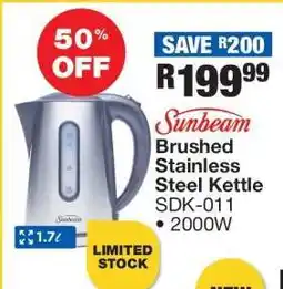 OK Furniture Sunbeam Brushed Stainless Steel Kettle SDK-011 offer