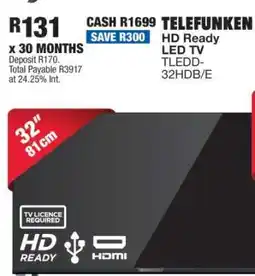 OK Furniture TELEFUNKEN HD Ready LED TV TLEDD-32HDB/E offer