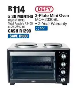 OK Furniture DEFY 2-Plate Mini Oven MOH2330BL offer