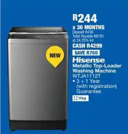 OK Furniture Hisense Metallic Top-Loader Washing Machine WTJA1112T offer