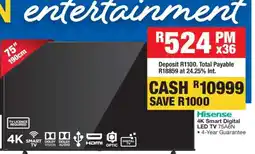 OK Furniture Hisense 4K Smart Digital LED TV 75A6N offer