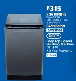 OK Furniture Defy Grey Top-Loader Washing Machine DTL160 offer