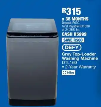 OK Furniture Defy Grey Top-Loader Washing Machine DTL160 offer