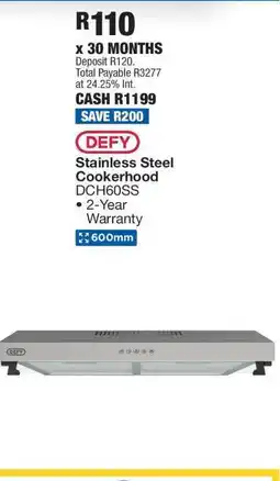 OK Furniture DEFY Stainless Steel Cookerhood DCH60SS offer
