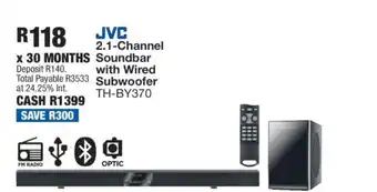 OK Furniture JVC 2.1-Channel Soundbar with Wired Subwoofer TH-BY370 offer