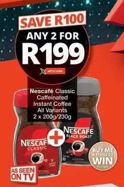 Checkers Nescafé Classic Caffeinated Instant Coffee offer