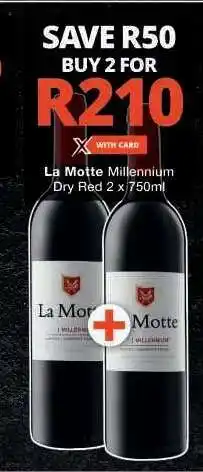 Checkers La Motte Millennium Dry Red 2 x 750ml offer