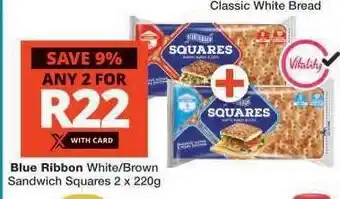 Checkers Blue Ribbon White/Brown Sandwich Squares 2 x 220g offer