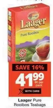 Checkers Laager Pure Rooibos Teabags offer