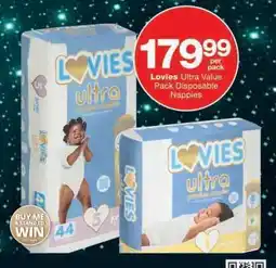 Checkers LOVIES ULTRA VALUE PACK DISPOSABLE NAPPIES offer
