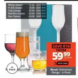 Checkers Blush Glassware Range - 4-Pack offer