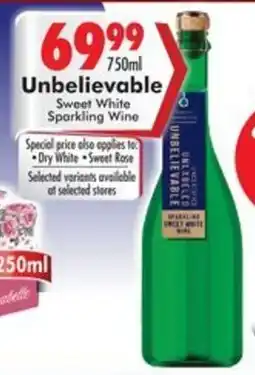 Prestons Unbelievable Sweet White Sparkling Wine offer