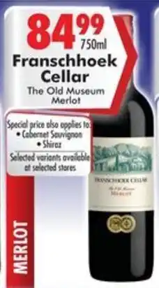 Prestons Franschhoek Cellar The Old Museum Merlot offer