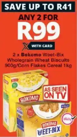 Checkers Bokomo weet-bix wholegrain wheat biscuits corn flakes cereal offer