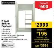 Builders Warehouse Home & Kitchen 2 Door Built In Cupboard-1.2m (w) x 2.1m (h), 500mm (d) offer