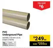 Builders Warehouse PVC Underground Pipe-Each offer