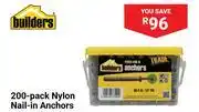 Builders Warehouse Builders 200 Pack Nylon Nail In Anchors-5mm x 45mm Per Pack offer