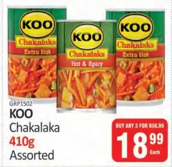KitKat Cash and Carry KOO Chakalaka 410g Assorted offer