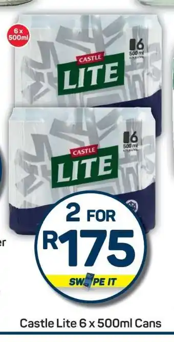 Pick n Pay Castle Lite 6 x 500ml Cans offer