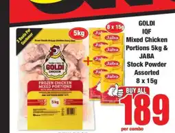 Boxer GOLDI IQF Mixed Chicken Portions 5kg & JABA Stock Powder Assorted 8 x 15g offer