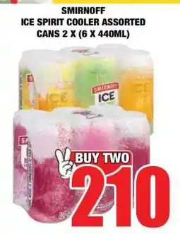 Boxer SMIRNOFF ICE SPIRIT COOLER ASSORTED CANS 2 X (6 X 440ML) offer