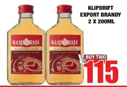 Boxer KLIPDRIFT EXPORT BRANDY 2 X 200ML offer