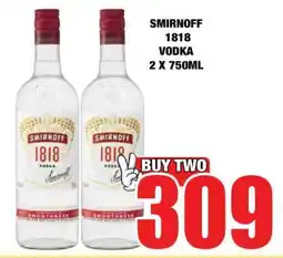 Boxer SMIRNOFF 1818 Vodka 2 x 750ml offer