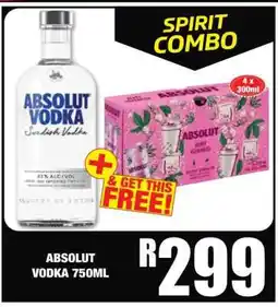Boxer ABSOLUT VODKA 750ML offer