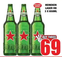 Boxer HEINEKEN LAGER RB 3 X 650ML offer