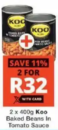 Checkers Koo Baked Beans In Tomato Sauce offer