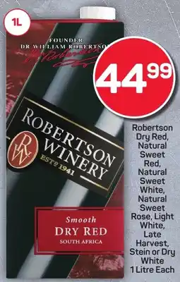 Pick n Pay Robertson Dry Red, Natural Sweet Red, Natural Sweet White, Natural Sweet Rose, Light White, Late Harvest, Stein or Dry White offer