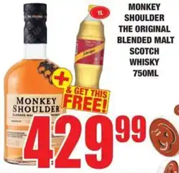Boxer Liquors Monkey shoulder the original blended malt scotch whisky offer