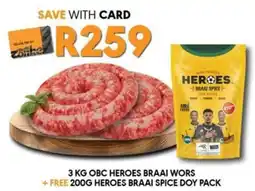 OBC Meat & Chicken Obc heroes braai wors + free heroes braai spice doy pack offer