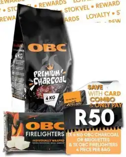 OBC Meat & Chicken Obc charcoal or briquettes & Obc firelighters offer