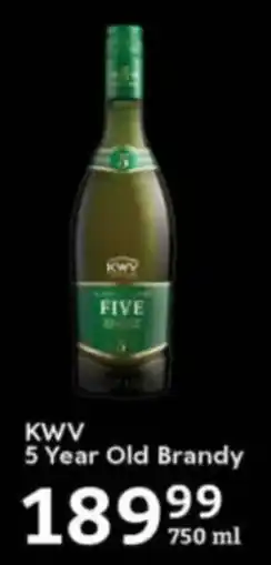 Oxford Freshmarket KWV 5 Year Old Brandy offer