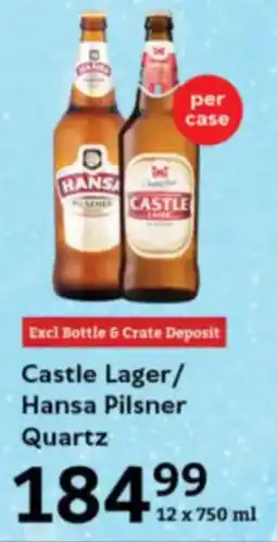 Oxford Freshmarket Castle Lager/ Hansa Pilsner Quartz offer