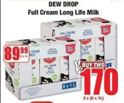 Boxer Superstores DEW DROP Full Cream Long Life Milk offer