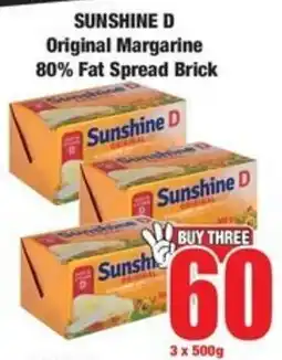 Boxer Superstores SUNSHINE D Original Margarine 80% Fat Spread Brick offer