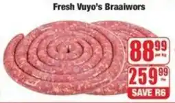 Boxer Superstores Fresh Vuyo's Braaiwors offer