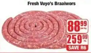 Boxer Superstores Fresh Vuyo's Braaiwors offer