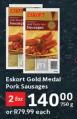 Oxford Freshmarket Eskort Gold Medal Pork Sausages offer