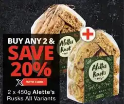 Checkers Alette's Rusks All Variants offer